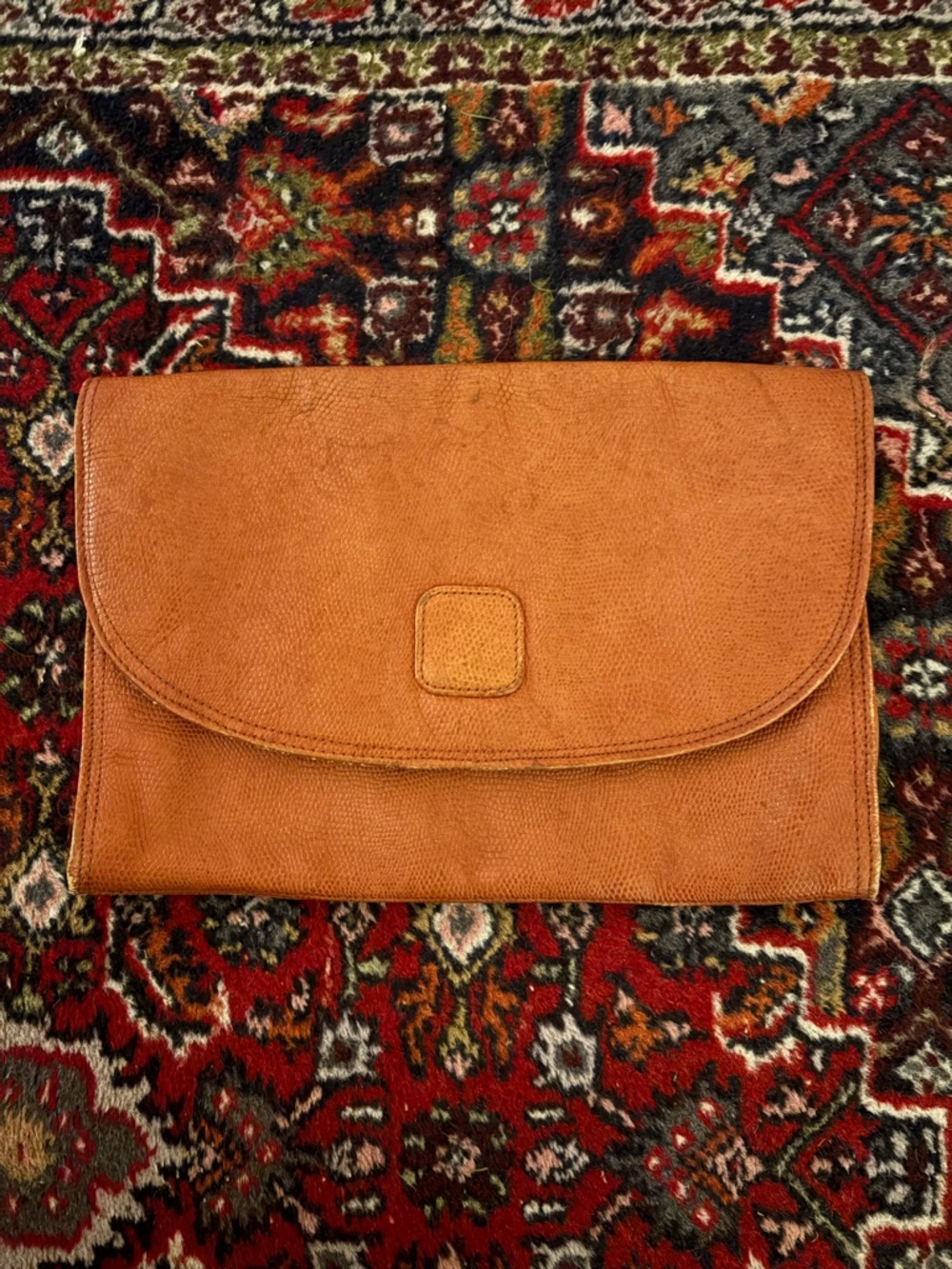 Vintage Tan Leather Clutch